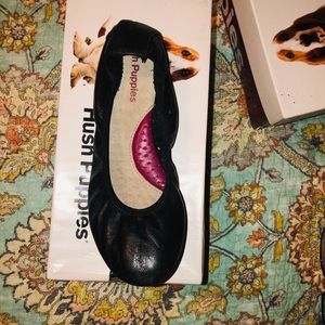Hush Puppies Black Leather Ballet/ flat shoes